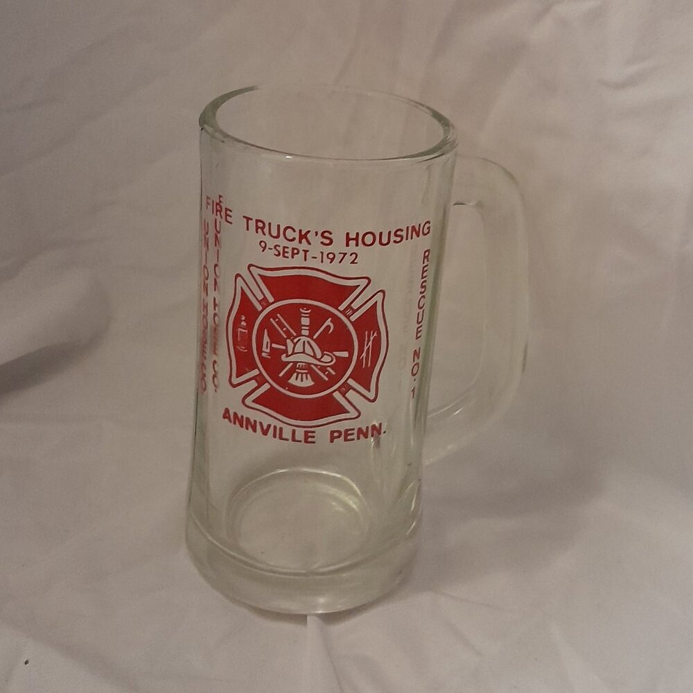 Vintage 1972 Annville Penn Union Hose Co Minimalist Fire Truck Housing Glass Mug - Picture 8 of 8